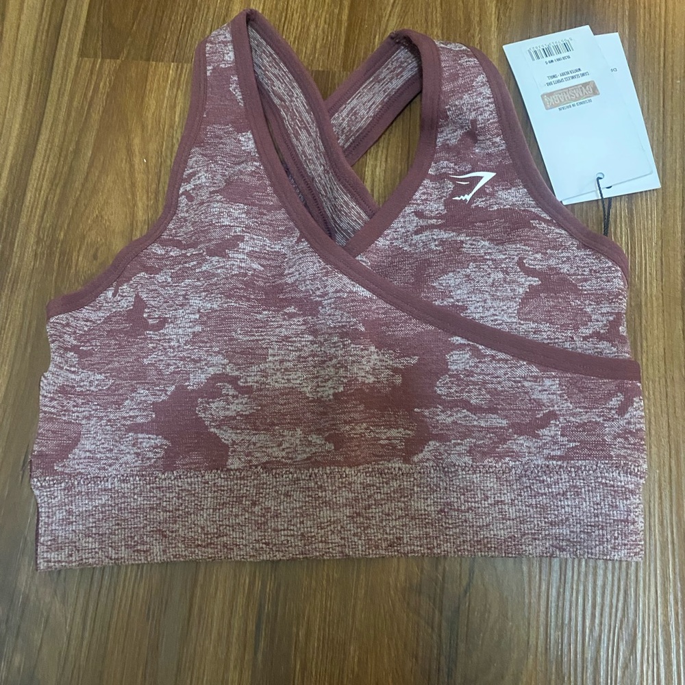 Small- Burgundy gymshark camo bra